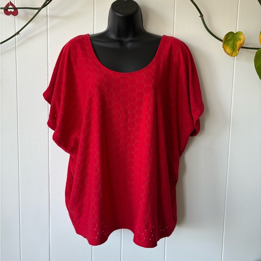 Kim & Cami Red Dolman Sleeve Blouse | Size Medium
